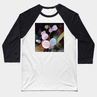 Blueberry Branch Negative Painting Watercolor Baseball T-Shirt